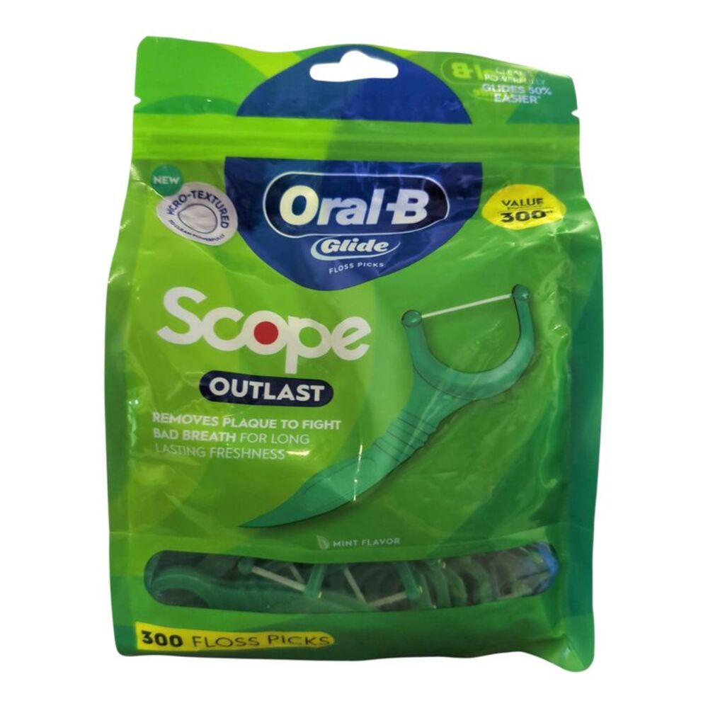 Oral-B Glide Micro-Textured Floss Picks, Scope Outlast, 300 ct